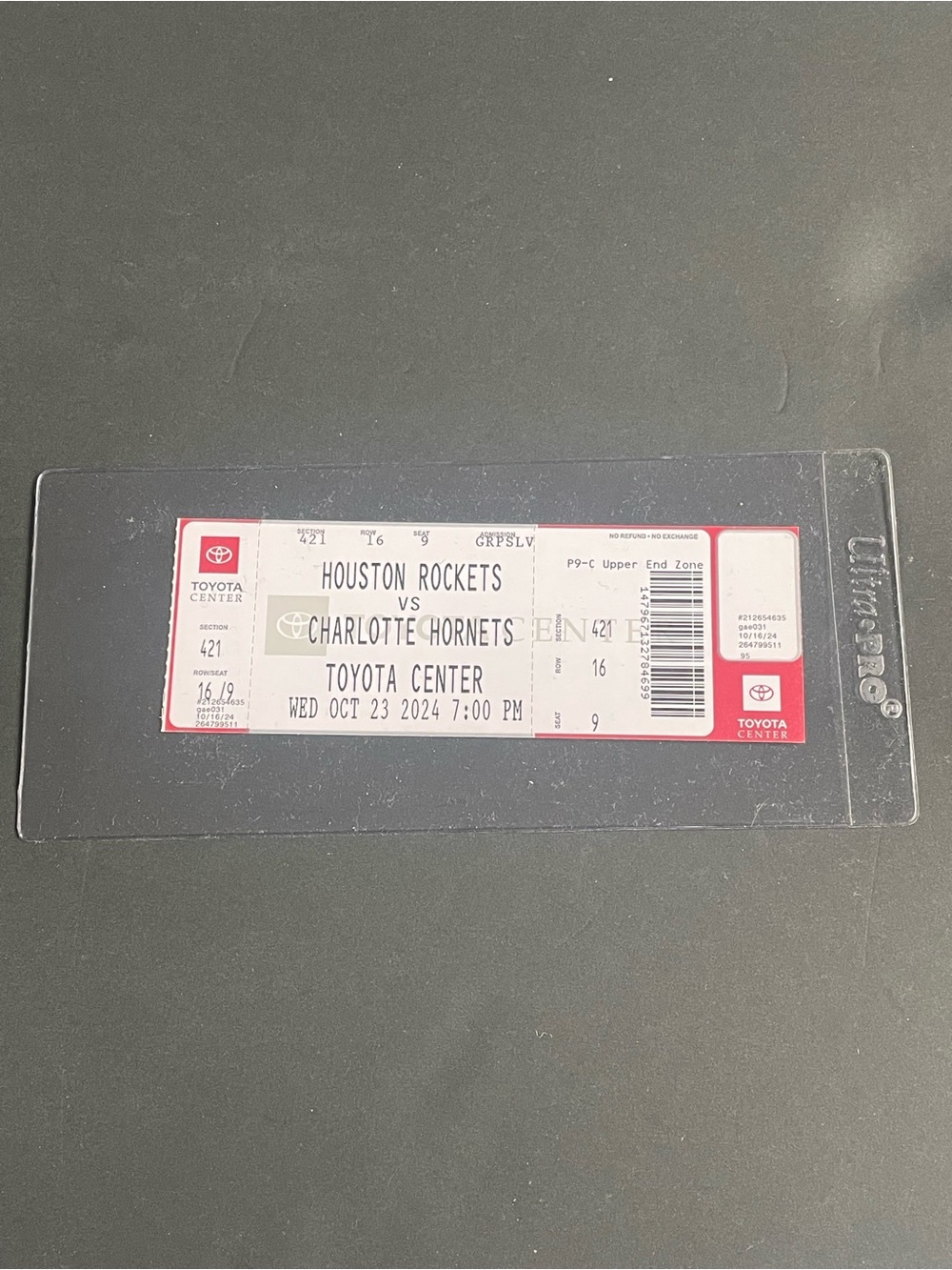 Houston Rockets Vs Charlotte Hornets Full Ticket Stub Reed Sheppard 1st NBA Game